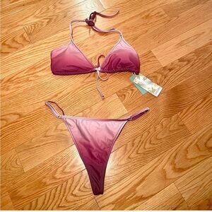 Gradient Pink and Purple Bikini Set (Top and Bottoms)